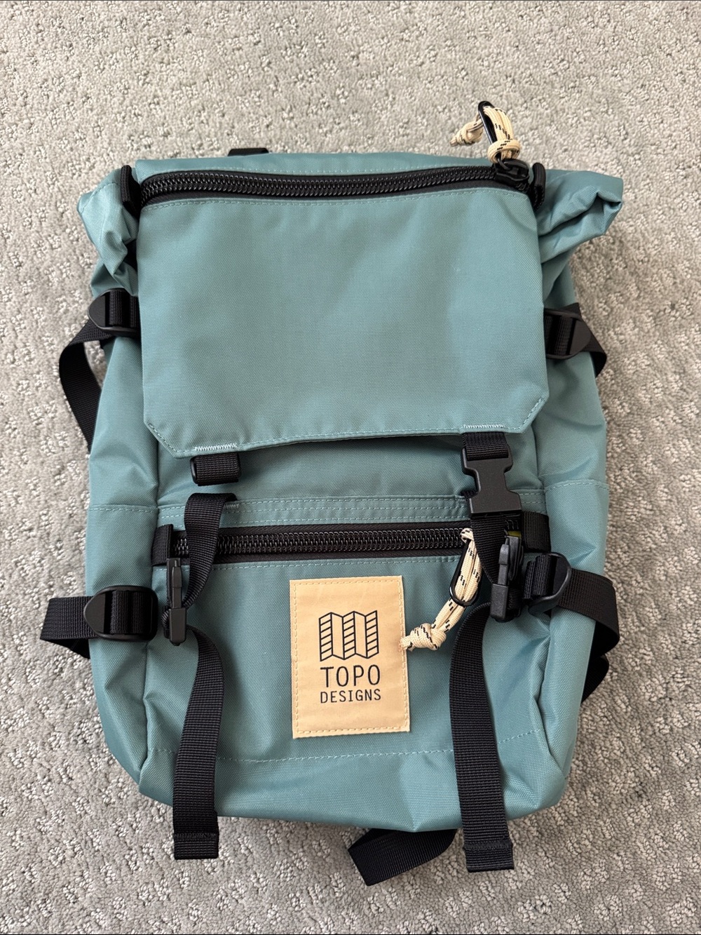 Topo Designs Mint Green Roll-Top Backpack - Picture 2 of 5